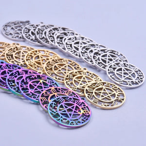 10PCS Constellation Round Charm DIY Necklace Stainless Steel Pendant