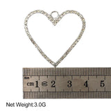10PCS Heart Shape Alloy Pendant Rhinestone Charms DIY Jewelry Access