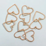 10PCS Heart Shape Alloy Pendant Rhinestone Charms DIY Jewelry Access
