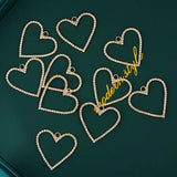10PCS Heart Shape Alloy Pendant Rhinestone Charms DIY Jewelry Access