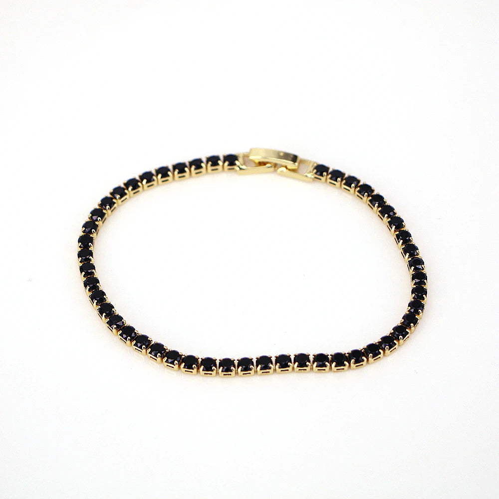 Vintage Golden CZ Zircon 3mm Tennis Chain Bracelet For Women