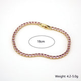 Vintage Golden CZ Zircon 3mm Tennis Chain Bracelet For Women