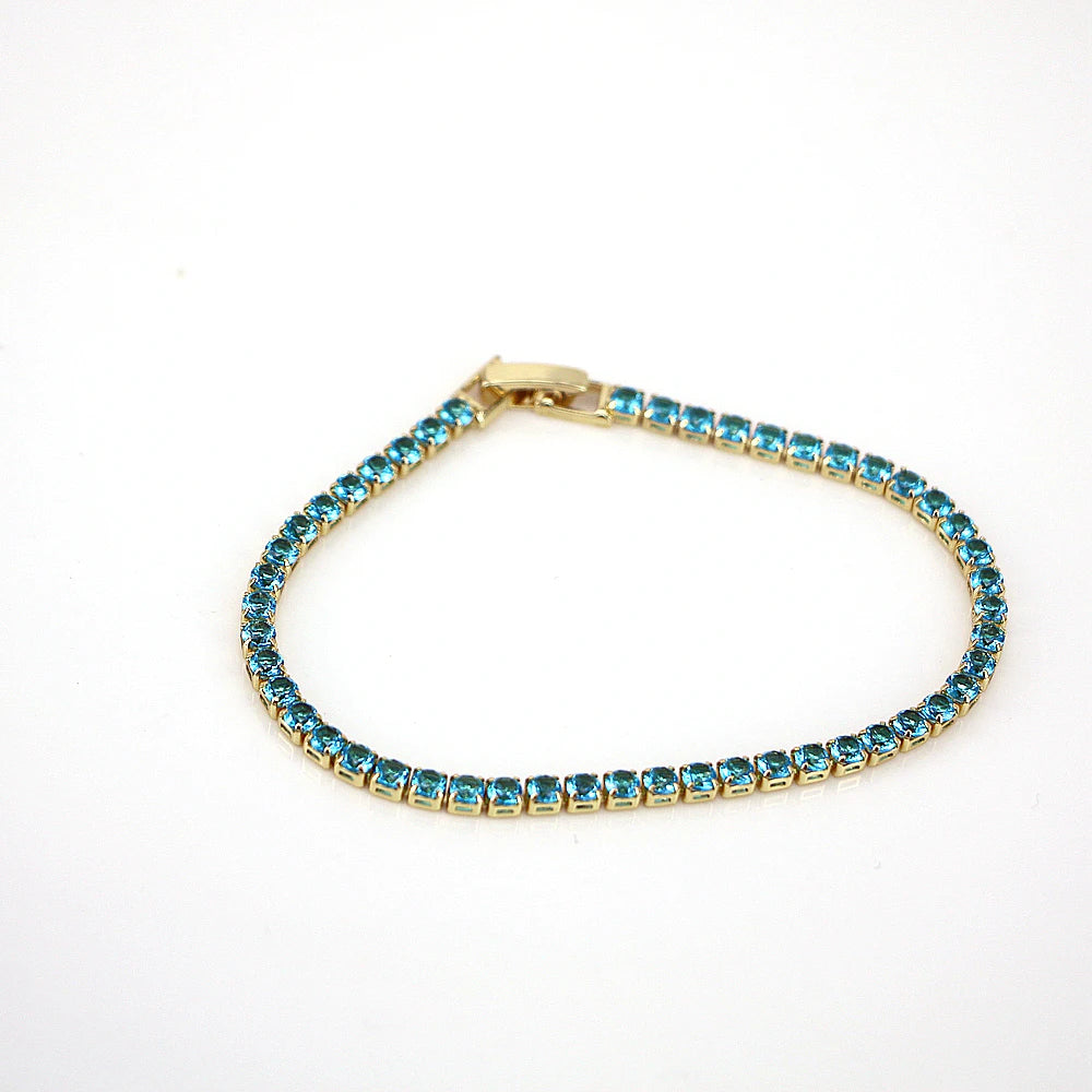 Vintage Golden CZ Zircon 3mm Tennis Chain Bracelet For Women