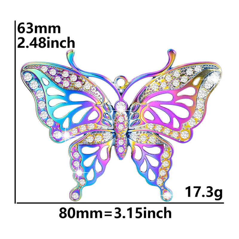 10PCS Vintage Rainbow Butterfly Charm Pendant Gothic Jewelry Supplies