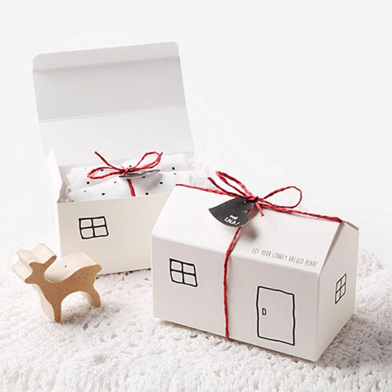 10PCS House Shaped Snack Candy Box Merry Christmas Packaging XMAS Party