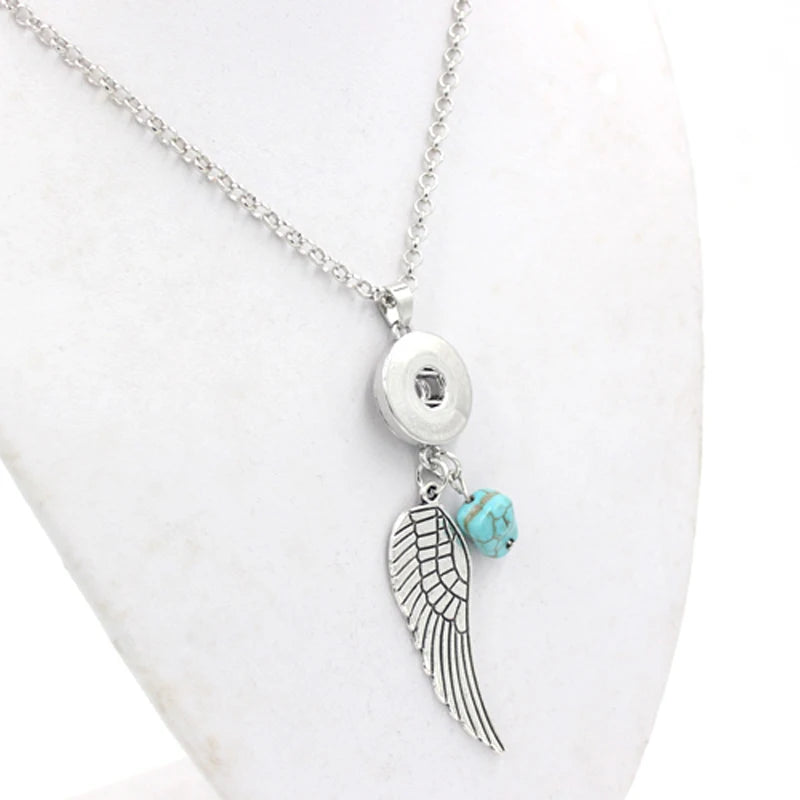 10PCS Vintage Angel Wing Snap Necklace for Snap Jewelry