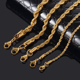 10PCS Stainless Steel Rope Necklace Gold Color Chain Jewelry Gift
