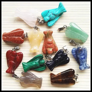 10PCS Angel Natural Stone Pendant Wing Charm Necklaces Pendants