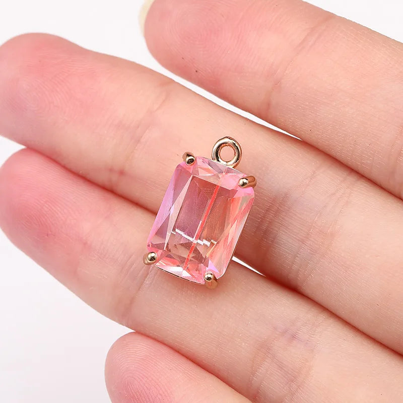 10PCS Metal Geometric Water Drop Crystal Charm Earring Jewelry Making