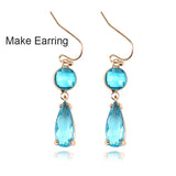 10PCS Metal Geometric Water Drop Crystal Charm Earring Jewelry Making