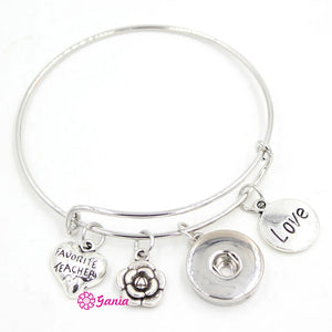 10PCS Favorite Teacher Bracelets Wire Bangle Teacher Gift Fit Buttons