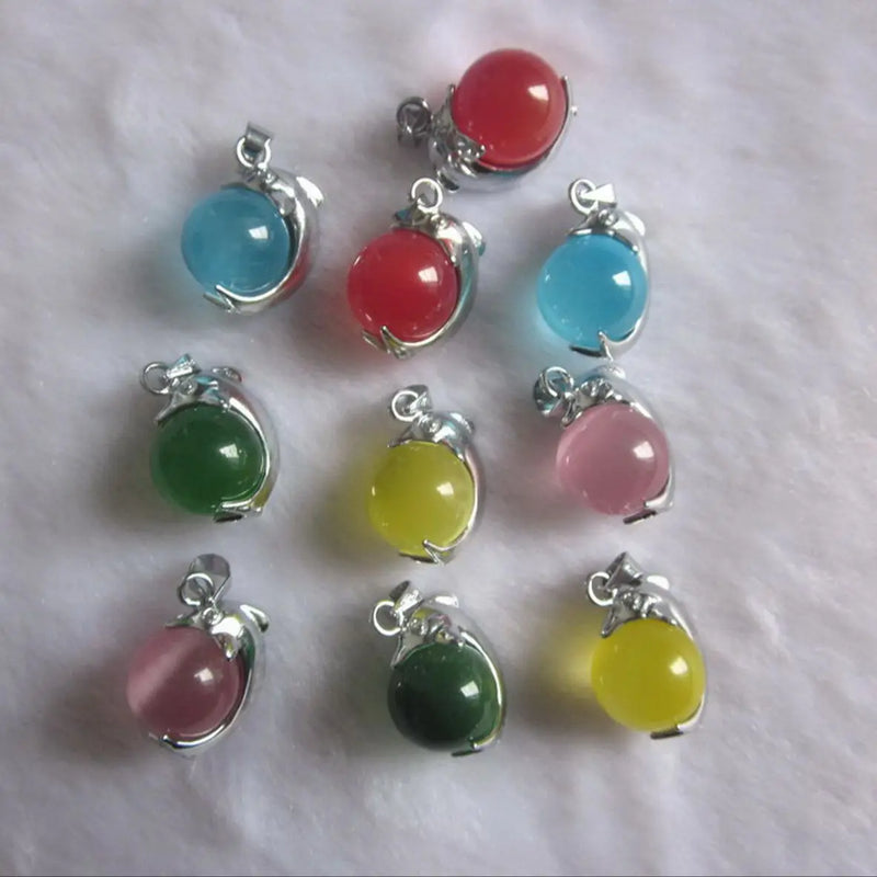 10PCS Mixed Natural Opal 12mm Beads Pendant - Baby Dolphin