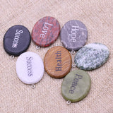 10PCS Natural Stone Oval Shaped Blessing Prayer Pendant DIY Necklace Earrings