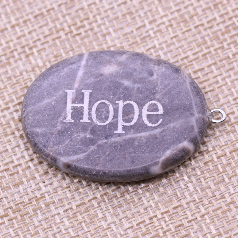 10PCS Natural Stone Oval Shaped Blessing Prayer Pendant DIY Necklace Earrings