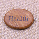 10PCS Natural Stone Oval Shaped Blessing Prayer Pendant DIY Necklace Earrings