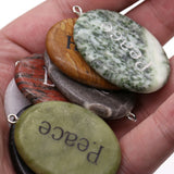 10PCS Natural Stone Oval Shaped Blessing Prayer Pendant DIY Necklace Earrings