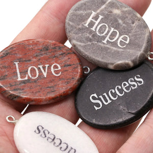 10PCS Natural Stone Oval Shaped Blessing Prayer Pendant DIY Necklace Earrings
