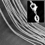 10PCS 925 Sterling Silver Charm Link Chain Necklace with Lobster Clasps