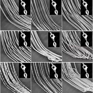10PCS 925 Sterling Silver Charm Link Chain Necklace with Lobster Clasps