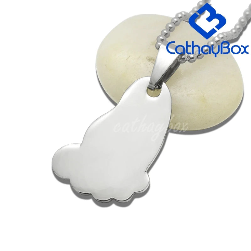 10PCS Silver Stainless Steel Dog Tag Charm Pendant Necklace