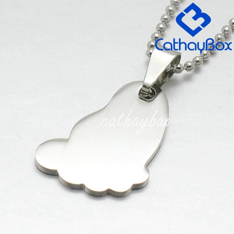 10PCS Silver Stainless Steel Dog Tag Charm Pendant Necklace