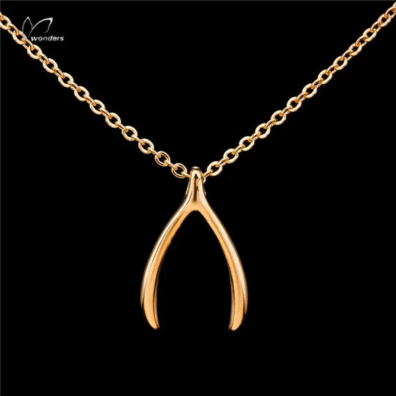 10PCS Wishbone Necklace Men Modern Tiny Charm Pendant Minimal Good Luck Everyday