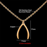 10PCS Wishbone Necklace Men Modern Tiny Charm Pendant Minimal Good Luck Everyday