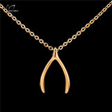 10PCS Wishbone Necklace Men Modern Tiny Charm Pendant Minimal Good Luck Everyday