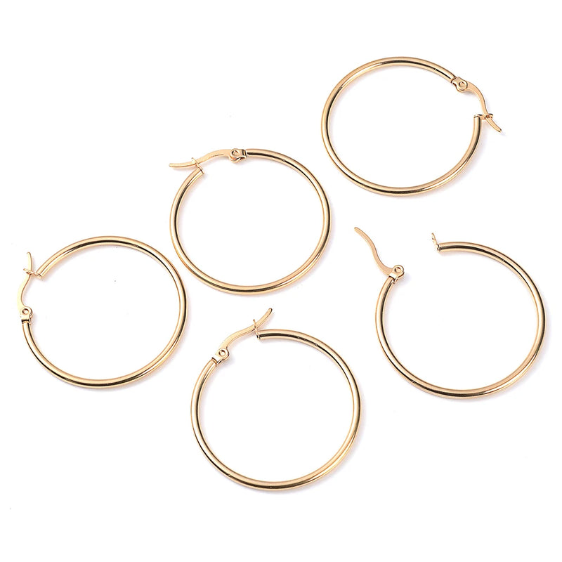 10PCS 15-50mm Steel Earrings Loop Hoops Open Hooks Base Ear Ring