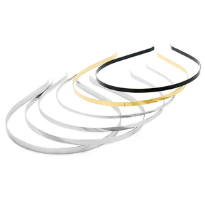 10PCS Stainless Steel Rhodium/Black Flat Hair Band DIY Hair Jewelry