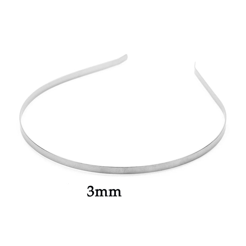 10PCS Stainless Steel Rhodium/Black Flat Hair Band DIY Hair Jewelry