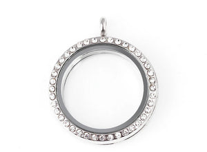 10PCS 30MM Crystal Round Magnetic Glass Living Memory Floating Locket Pendant