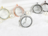 10PCS 30MM Rhinestones Magnetic Glass Floating Locket Pendant