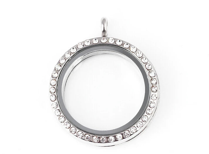 10PCS 30MM Rhinestones Magnetic Glass Floating Locket Pendant