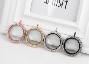 10PCS 30MM Rhinestones Magnetic Glass Floating Locket Pendant