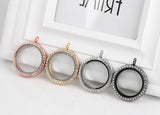 10PCS 30MM Rhinestones Magnetic Glass Floating Locket Pendant