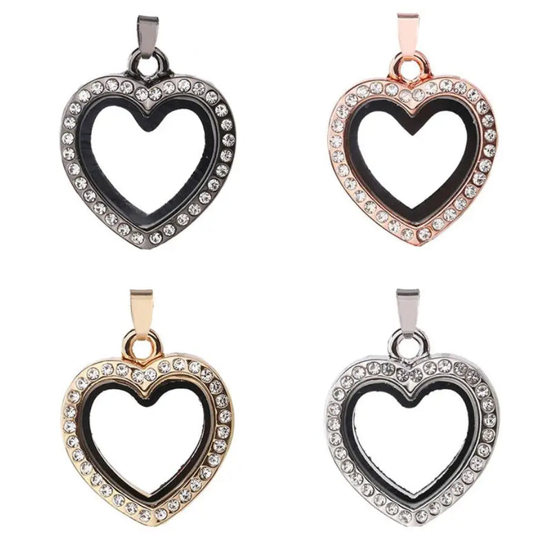 10PCS Magnetic Glass Heart Floating Locket Pendant Jewelrys