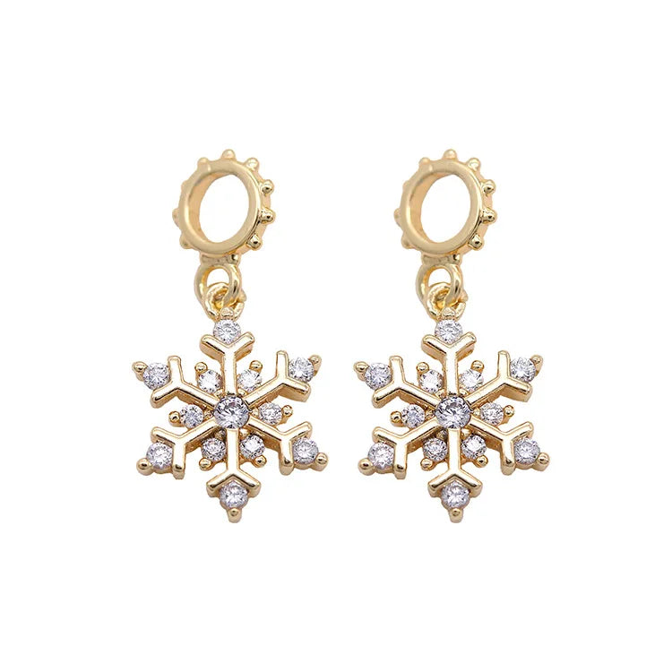 10PCS Snowflake Charms Pendant for DIY Jewelry Copper Zirconia