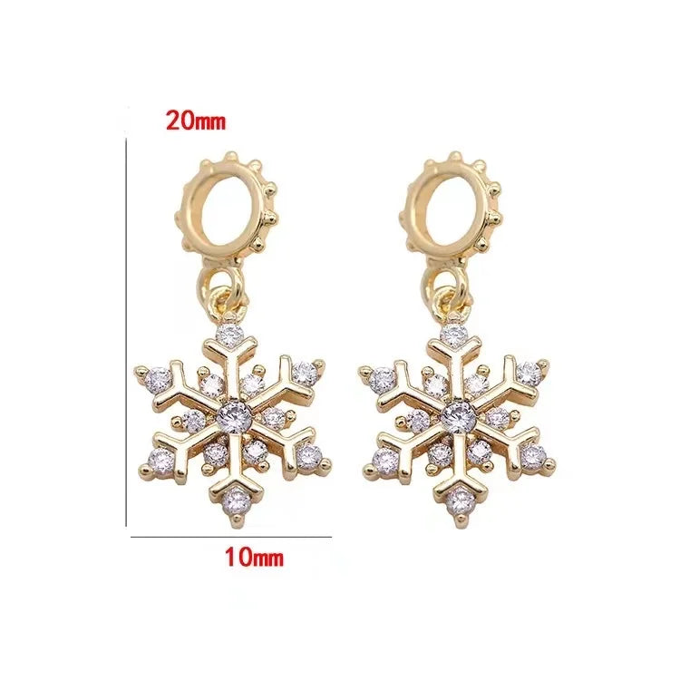 10PCS Snowflake Charms Pendant for DIY Jewelry Copper Zirconia