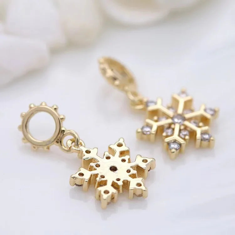 10PCS Snowflake Charms Pendant for DIY Jewelry Copper Zirconia