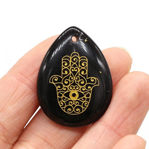 10Pcs Rose Quartz Agate Palm Drop Pendant Jewelry Making DIY Necklace Accessory