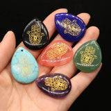 10Pcs Rose Quartz Agate Palm Drop Pendant Jewelry Making DIY Necklace Accessory
