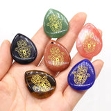 10Pcs Rose Quartz Agate Palm Drop Pendant Jewelry Making DIY Necklace Accessory