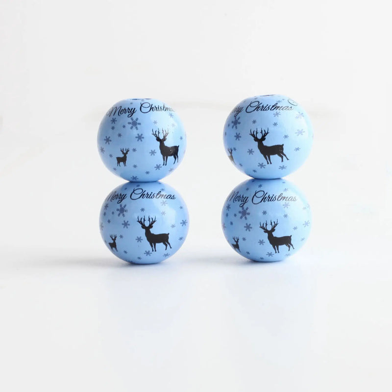 10PCs 20mm Christmas Tree Elk Wooden Beads DIY Decoration Crafts