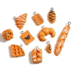 10PCs Cartoon Food Resin Bread Charms for Earrings Necklace Bracelet DIY