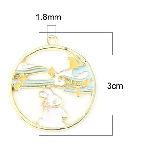 10 Chinese Animal Pendants Charms Multicolor Rabbit Enamel Necklace Bracelet DIY