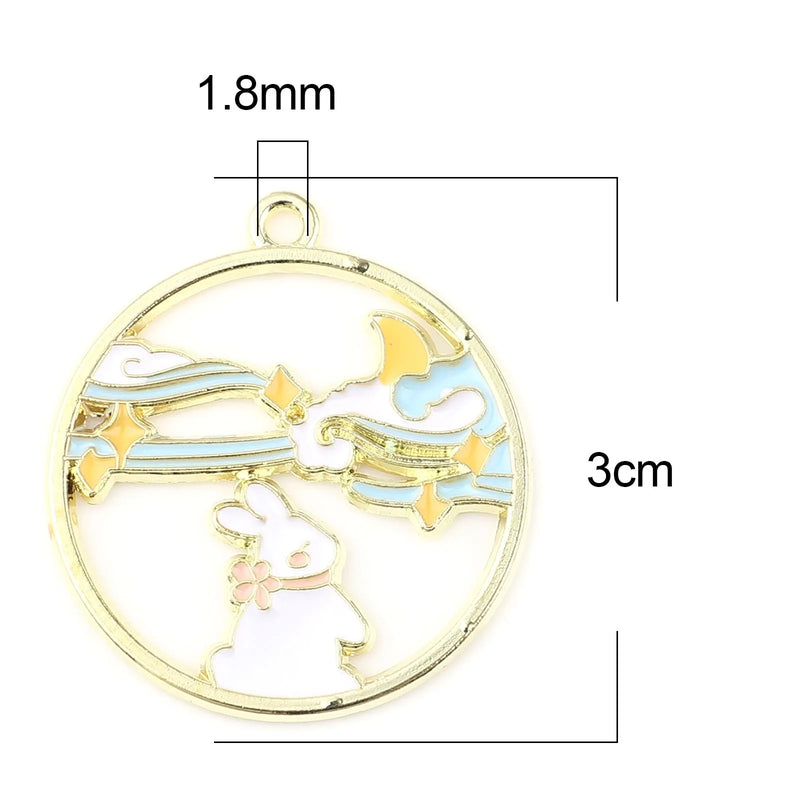 10 Chinese Animal Pendants Charms Multicolor Rabbit Enamel Necklace Bracelet DIY