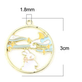 10 Chinese Animal Pendants Charms Multicolor Rabbit Enamel Necklace Bracelet DIY