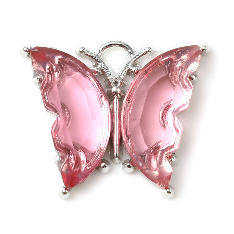 10PCs Colorful Crystal Butterfly Charms for Jewelry Making DIY Findings