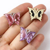 10PCs Colorful Crystal Butterfly Charms for Jewelry Making DIY Findings